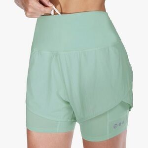baleaf Womens Green High Waisted 2 in 1 Running Shorts Yoga Shorts Medium